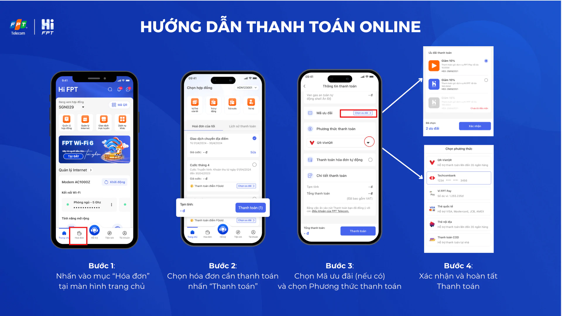 Thanh toán WIFI FPT với ứng dụng Hi FPT
